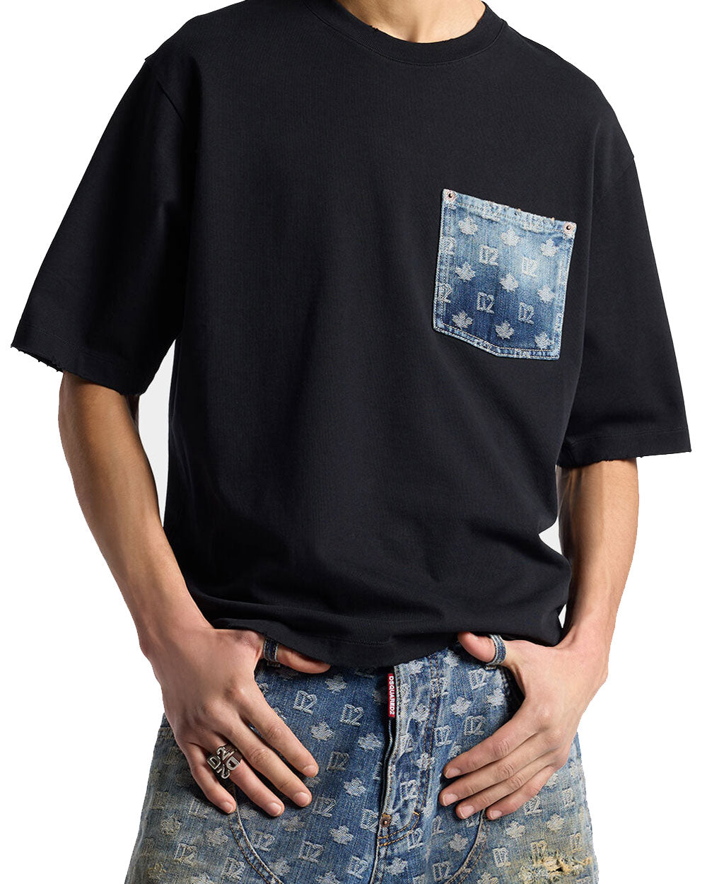 T-shirt Dsquared2 uomo S74GD1576D20106 nera monogram<BR/>