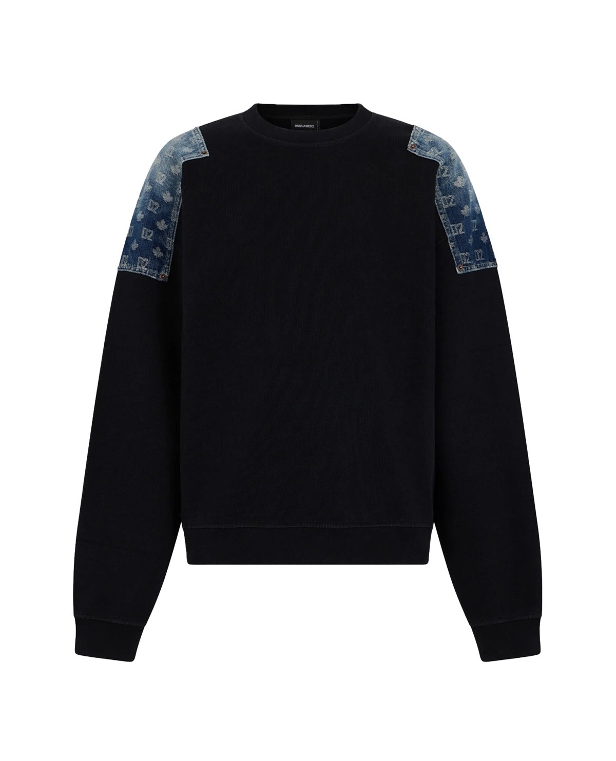 Felpa Dsquared2 uomo S74GU0960-D25028900 nera patch denim<BR/><BR/>