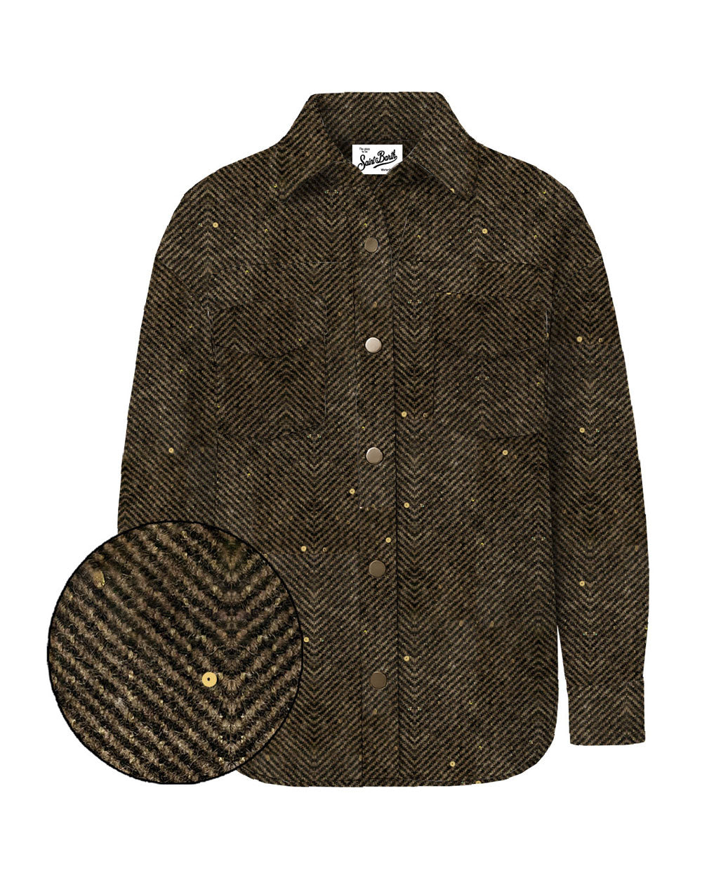 Camicia Mc2 Saint Barth donna Cambry herringbone nera<BR/>