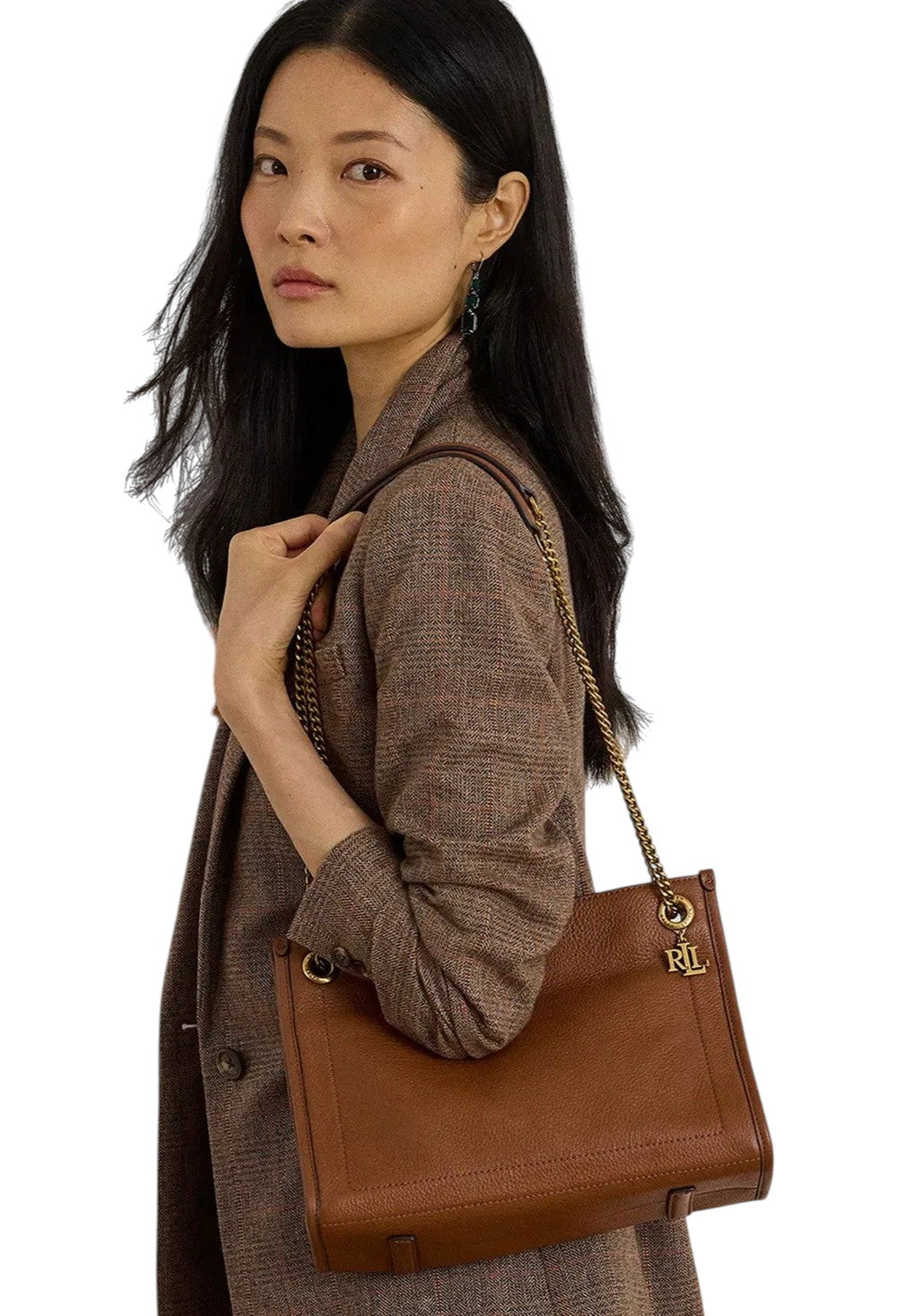Borsa donna Lauren Ralph Lauren Bradley Medium Tan Marrone
