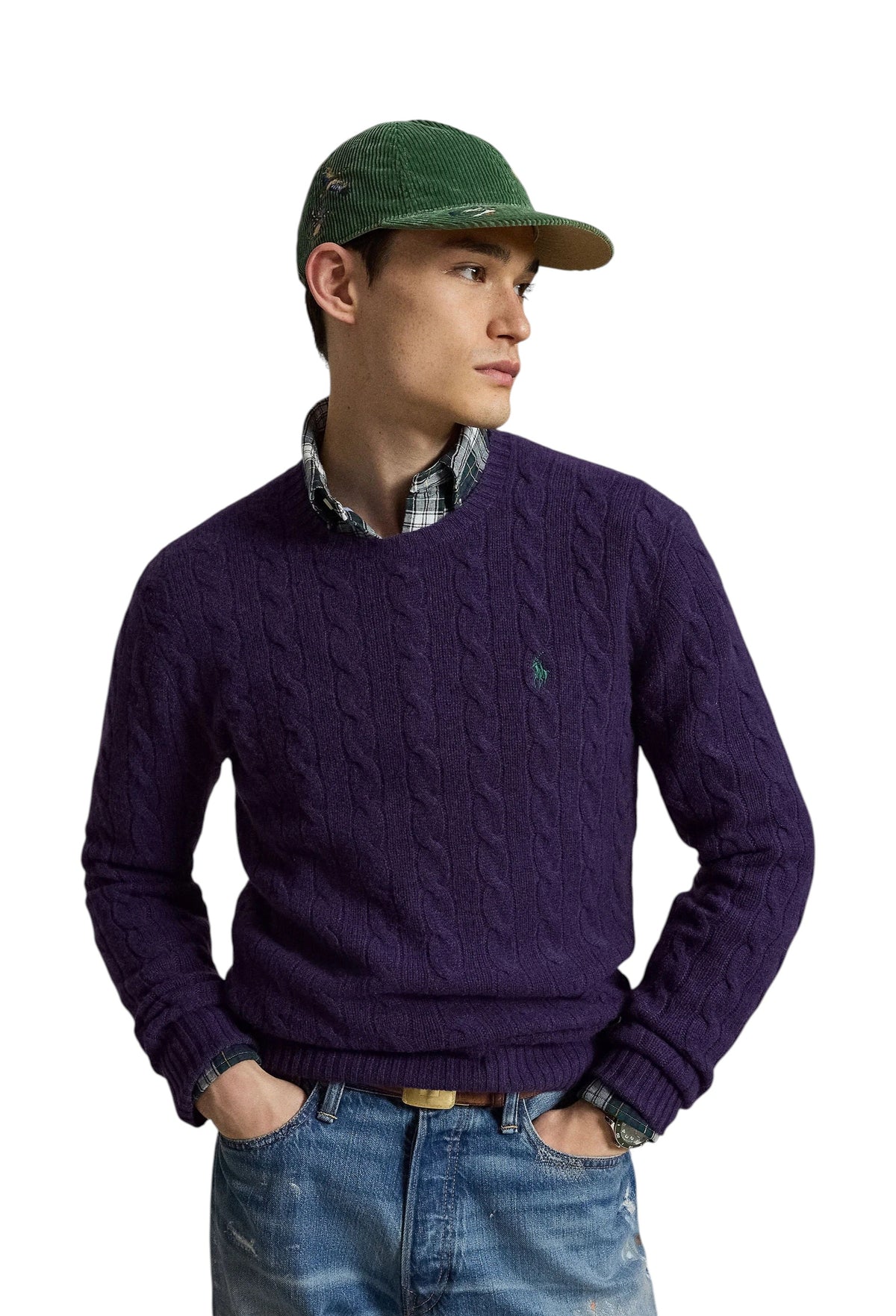 Maglia uomo Ralph Lauren 710876762502 a trecce Viola<BR/>