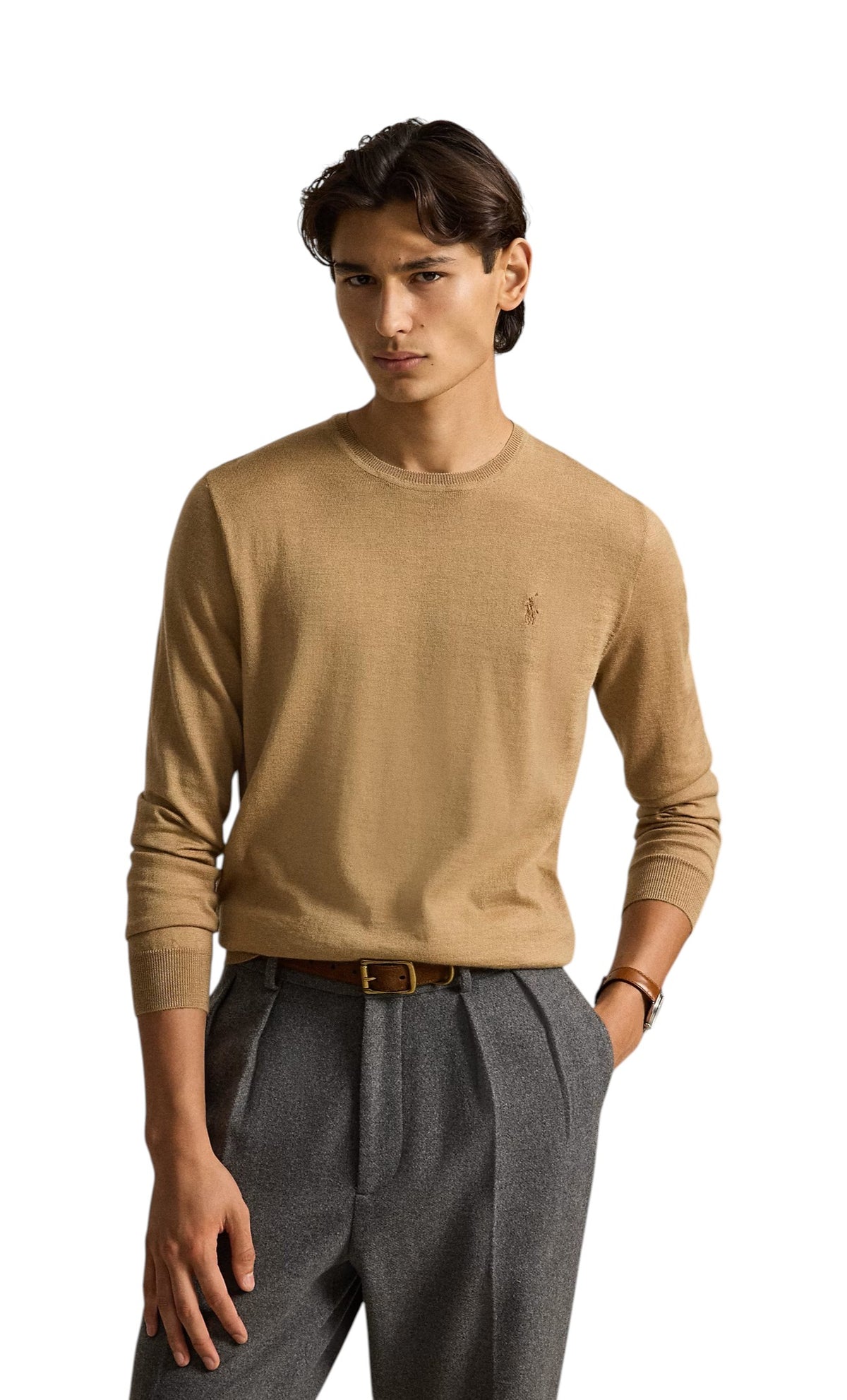 Maglia uomo Polo Ralph Lauren 710954589005 girocollo Marrone