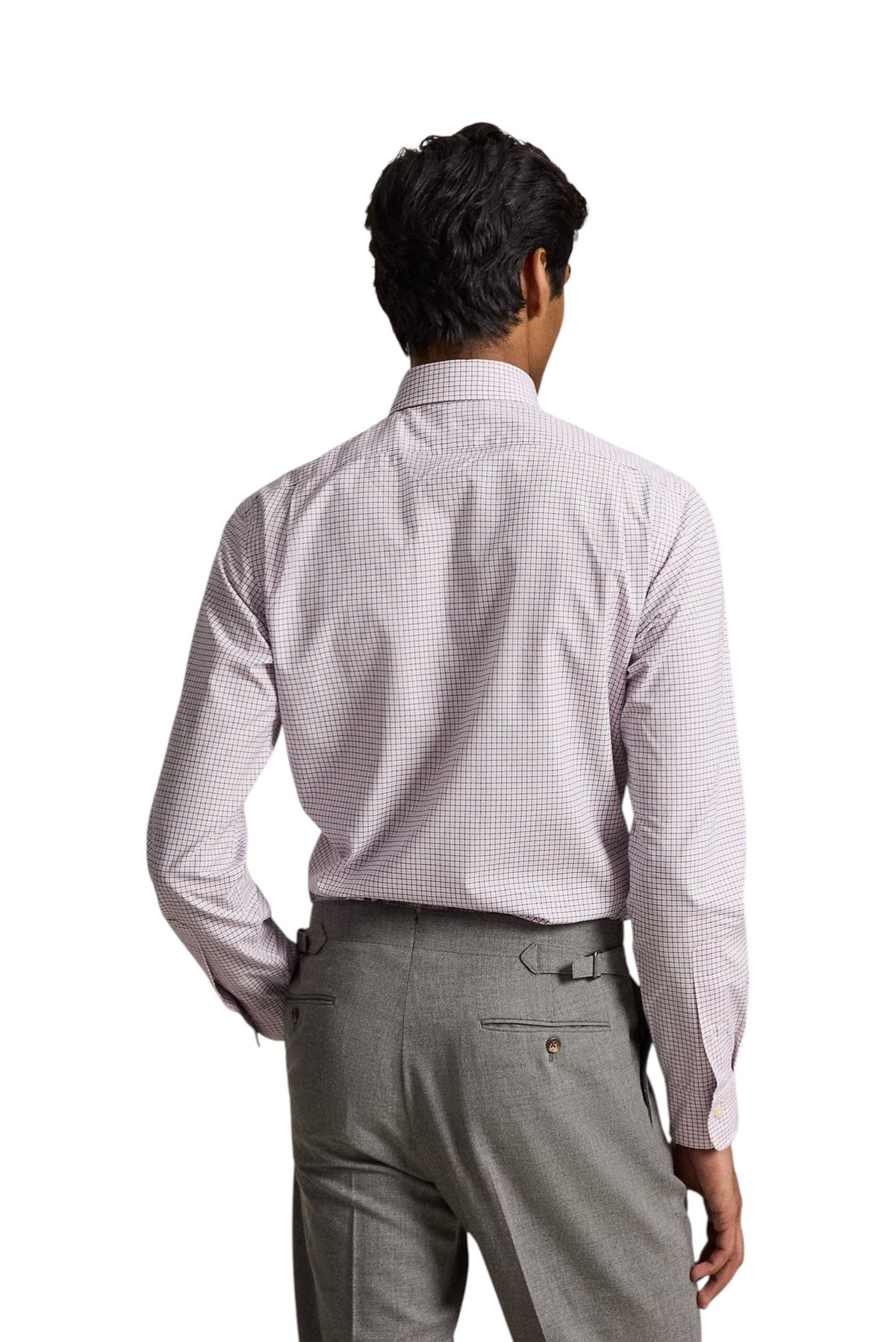 Camicia uomo Polo Ralph Lauren 710B30306003 a quadri Bianco Rosa