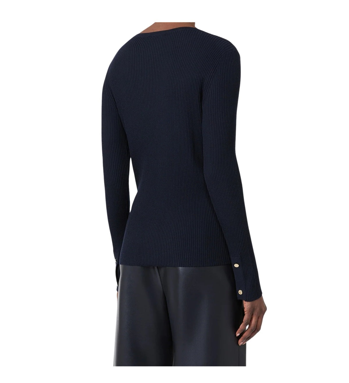 Maglia S Max Mara donna SMMDISEGNO006 blu lana a coste