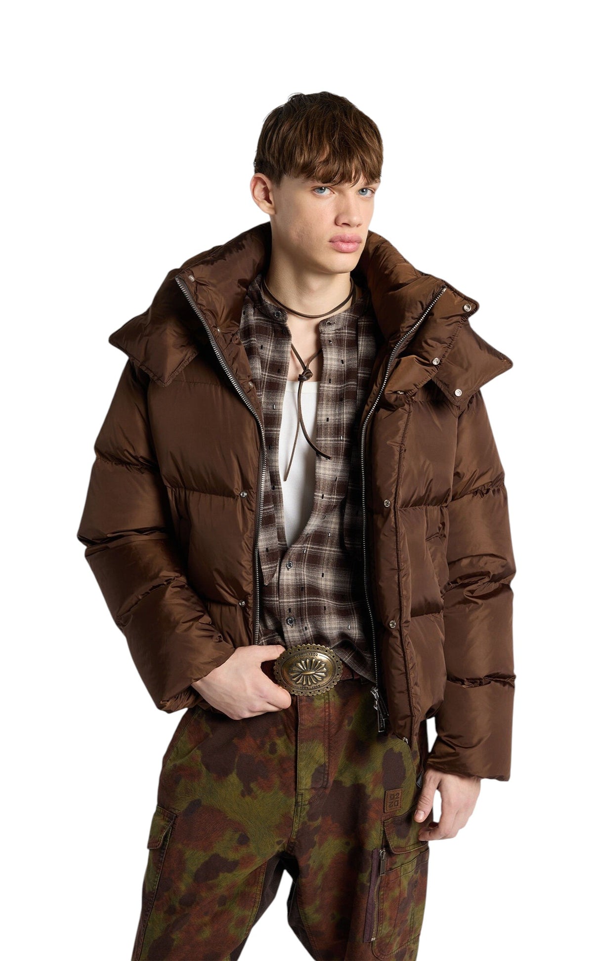 Piumino uomo Dsquared2 S74AM1753S53817141 Basic Marrone 
