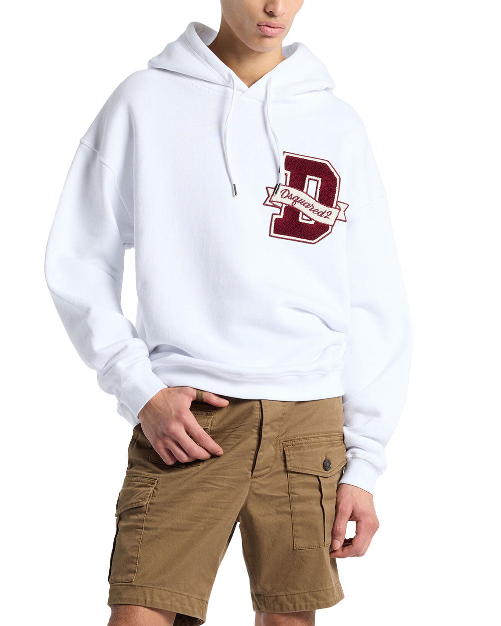Felpa Dsquared2 uomo S74GU0978D25031 bianca<BR/><BR/> 