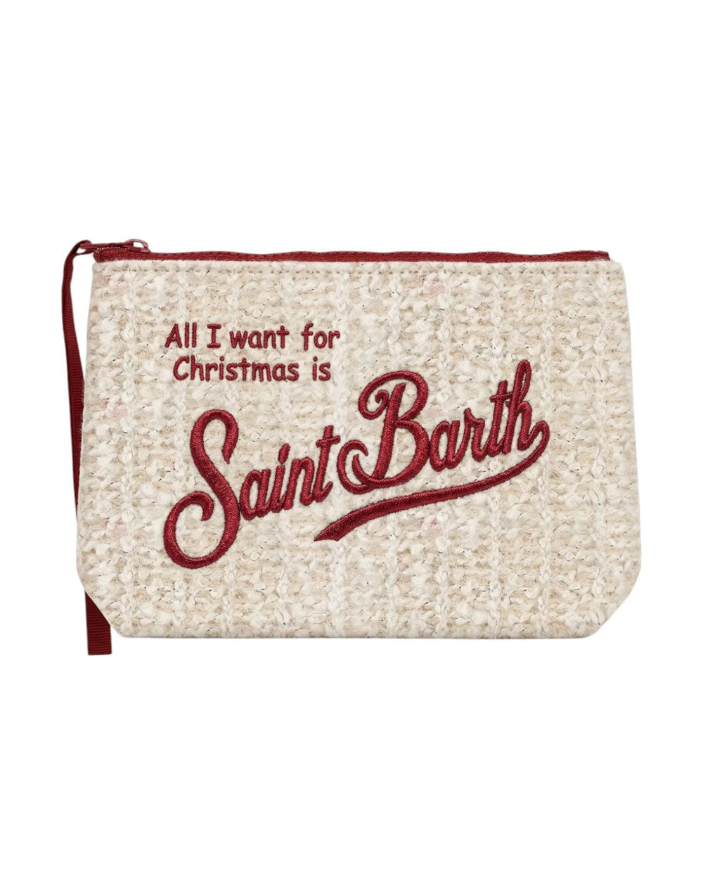 Pochette Mc2 Saint Barth donna Aline Tricot Xmas panna rossa<BR/><BR/> 