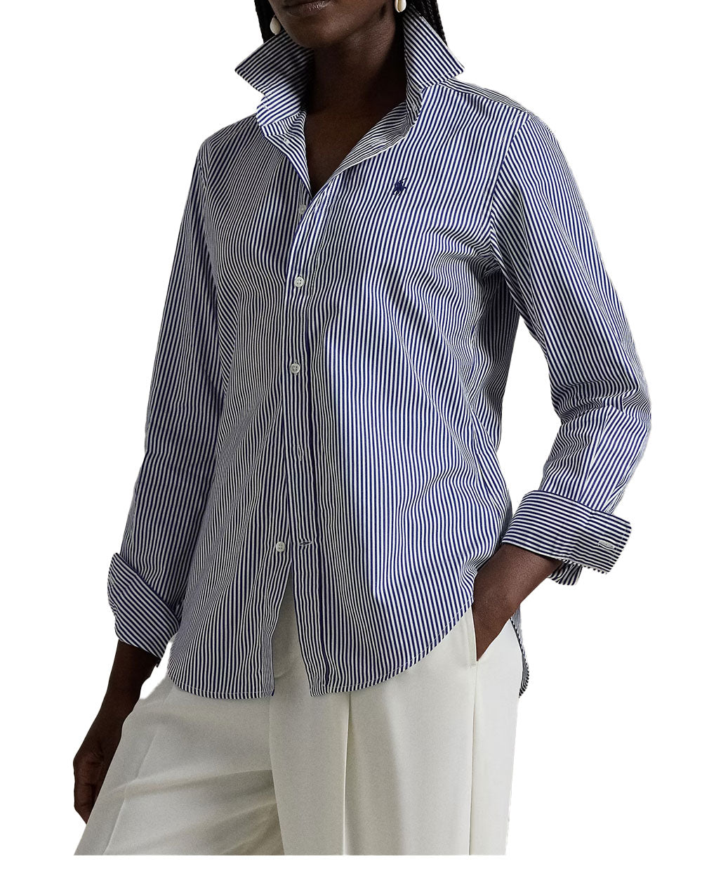 Camicia donna Polo Ralph Lauren 211891379 bianca blu 