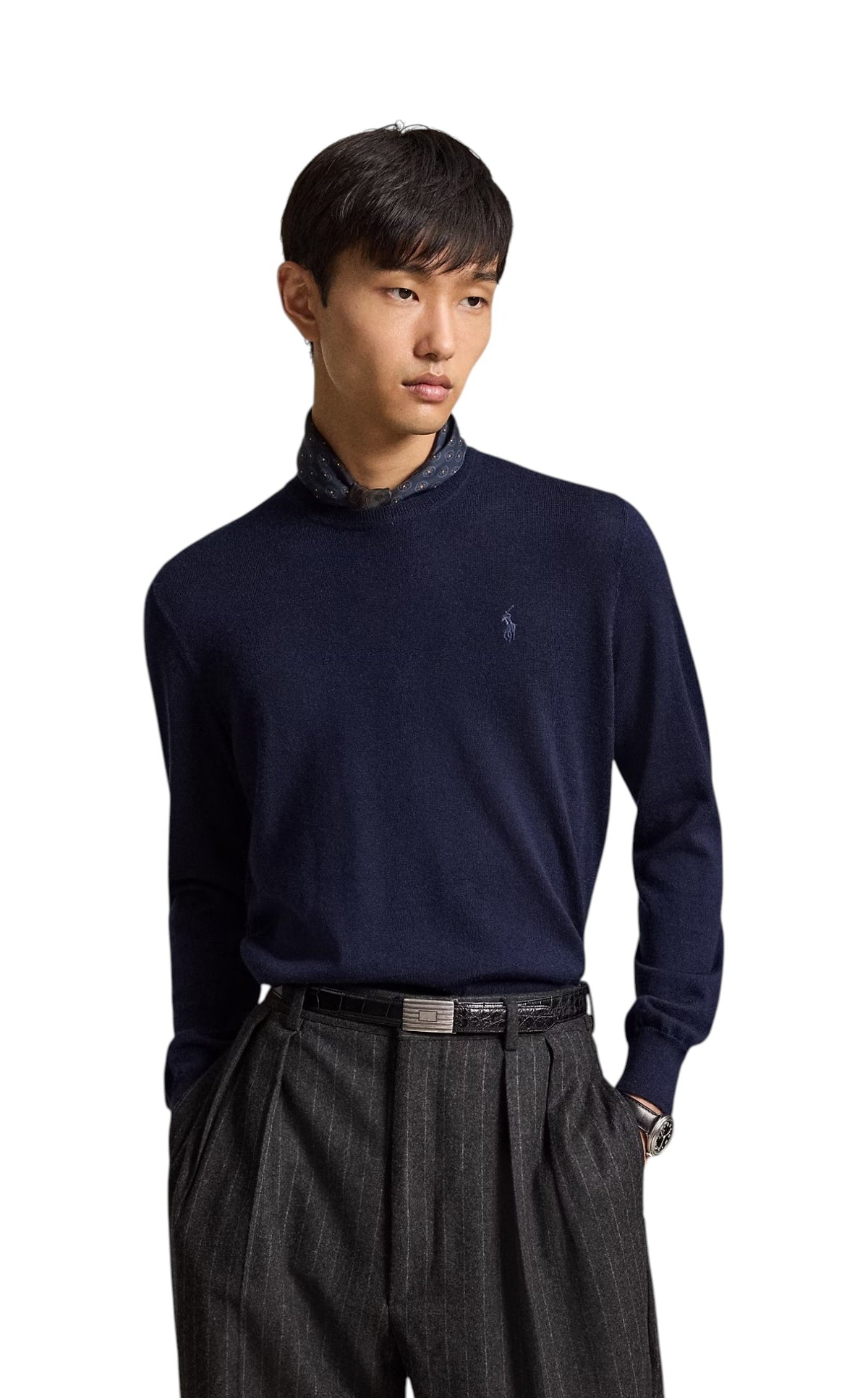 Maglia uomo Polo Ralph Lauren 710954589002 a costine Blu Navy 